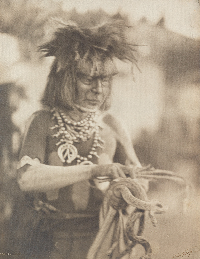EDWARD S. CURTIS (1868-1952) Male figure with headdress and pipe * Male figure with snakes * Jicarilla Maiden, from The North American